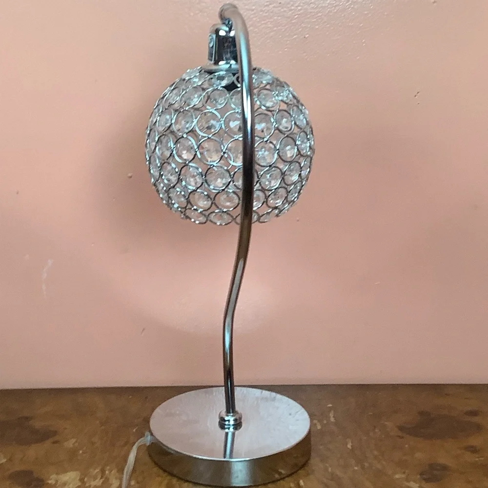 Crystal Globe Table Lamp - Silver 16”